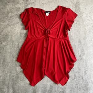 Rachel Rachel Red Babydoll Top Asymetrical Hem Fairycore XL